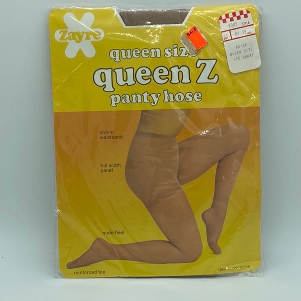 Vintage 70s QUEEN Z queen size beige Pantyhose